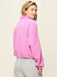 Loose Sherpa Quarter-Zip Pullover - Orchid — view 2
