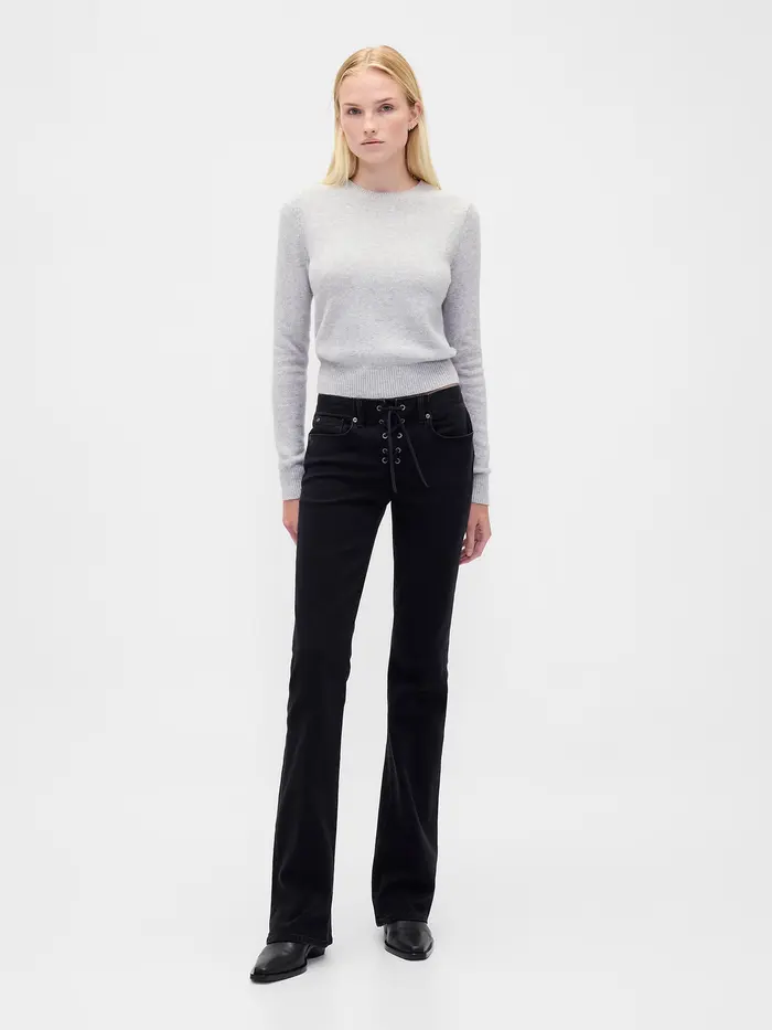 Low Rise Long & Lean Lace-Up Jeans - Basic black