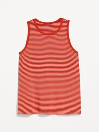 Luxe High-Neck Tank Top - Red Stripe — view 4
