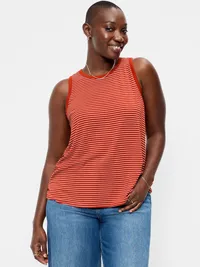 Luxe High-Neck Tank Top - Red Stripe — view 5