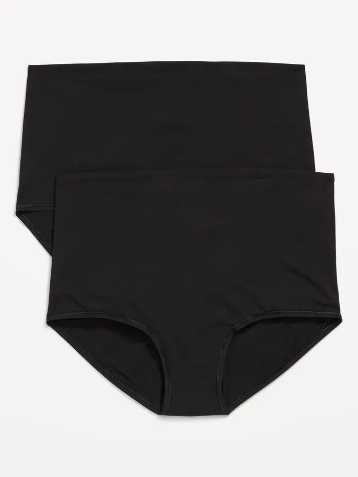 Maternity 2-Pack Rollover-Waist Brief Underwear - Black Jack