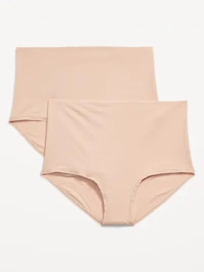 Maternity 2-Pack Rollover-Waist Brief Underwear - Frappe