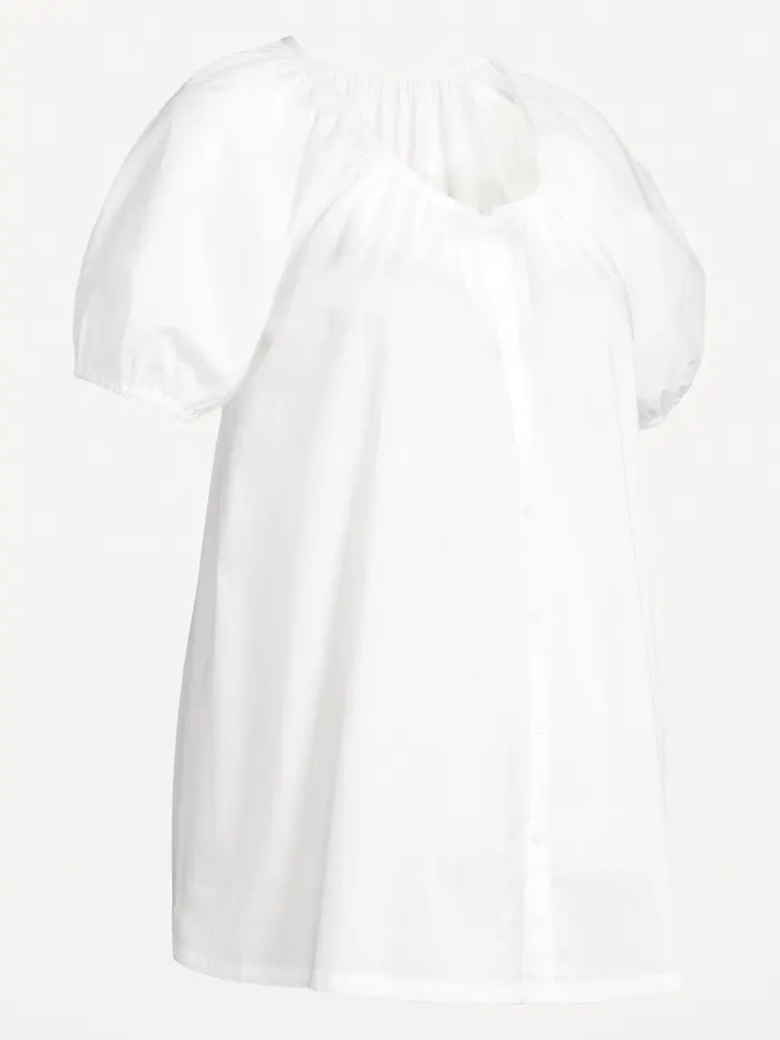 Maternity Airy Button-Down Top - White Lilies