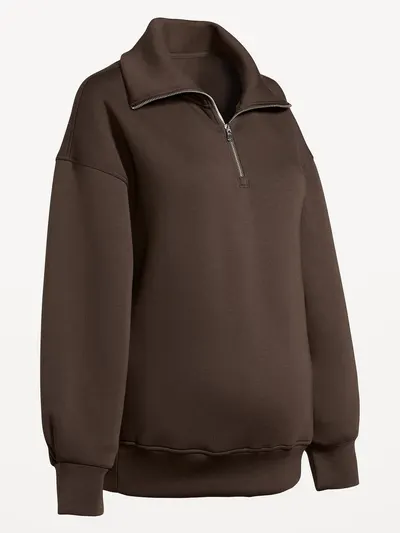Maternity Bounce Fleece Half-Zip Pullover - Coffee Bl
