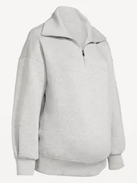 Maternity Bounce Fleece Half-Zip Pullover - Heather Gray — view 4