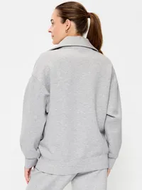 Maternity Bounce Fleece Half-Zip Pullover - Heather Gray — view 2