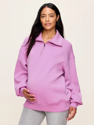 Maternity Bounce Fleece Half-Zip Pullover - Orchid