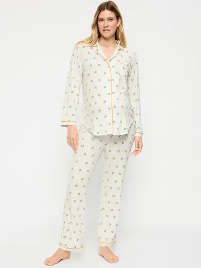 Maternity Classic Pajama Set - Yellow Floral
