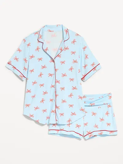 Maternity Classic Pajama Short Set - Candy Cane Print