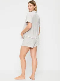 Maternity Classic Pajama Short Set - Heather Gray — view 2