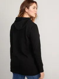 Maternity Cross-Front Nursing Pullover Hoodie - Black Jack — view 2