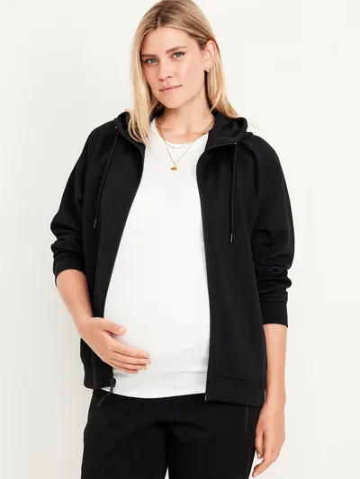 Maternity Dynamic Fleece Full-Zip Hoodie - Black Jack
