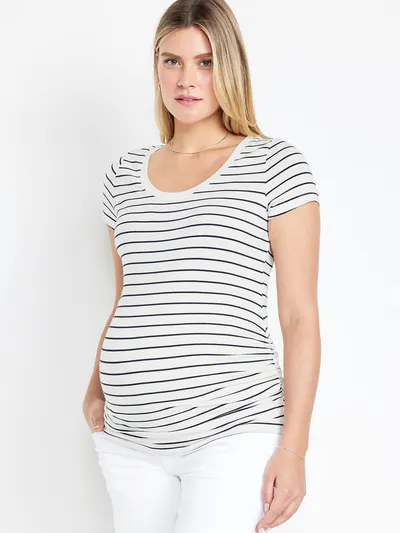 Maternity EveryWear Scoop-Neck T-Shirt - Navy/White Stripe