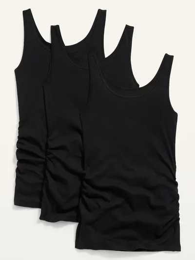 Maternity First Layer Ribbed Tank Top 3-Pack - Black Jack