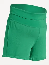 Maternity Fleece Pull-On Shorts -- 5-inch inseam - Emerald Pigment — view 2