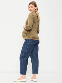 Maternity Full-Panel Barrel Ankle Jeans - Evie — view 3