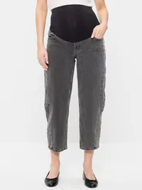 Maternity Full-Panel Barrel Ankle Jeans - Nyx — view 2