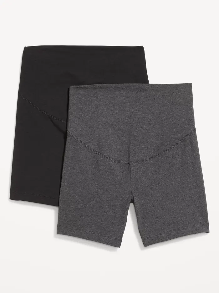 Maternity Full-Panel Biker Shorts 2-Pack -- 6-inch inseam - Multi Color