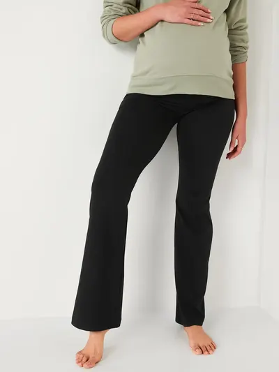 Maternity Full-Panel Flare Leggings - Black Jack