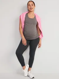 Maternity Full-Panel Leggings - Dark Heather Grey — view 3