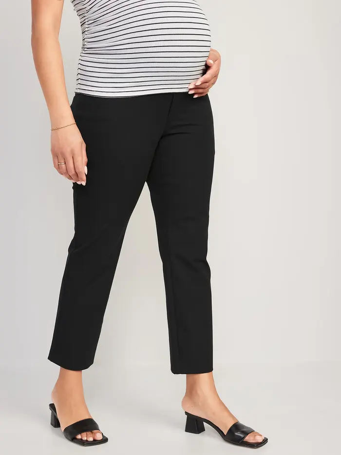 Maternity Full-Panel Pixie Straight Ankle Pants - Black Jack