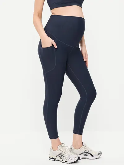 Maternity Full-Panel PowerSoft 7/8 Leggings - Dusk Navy
