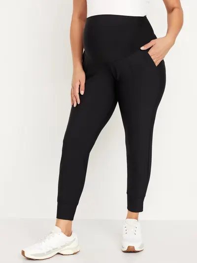 Maternity Full-Panel PowerSoft Jogger - Light Black Heather