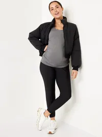 Maternity Full-Panel PowerSoft Jogger - Light Black Heather — view 3