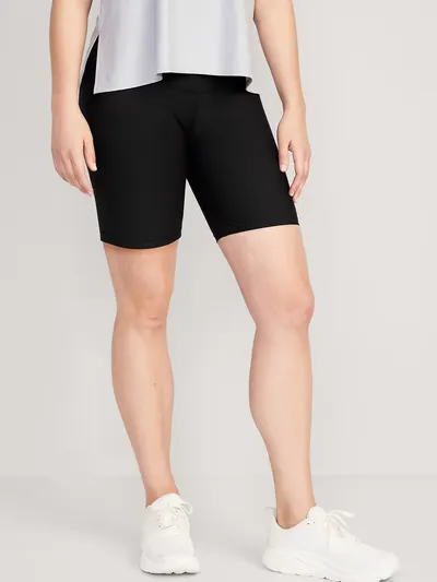 Maternity Full-Panel PowerSoft Postpartum Support Biker Shorts -- 8-inch inseam - Black Jack