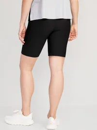 Maternity Full-Panel PowerSoft Postpartum Support Biker Shorts -- 8-inch inseam - Black Jack — view 2