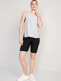 Maternity Full-Panel PowerSoft Postpartum Support Biker Shorts -- 8-inch inseam - Black Jack — view 3