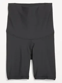 Maternity Full-Panel PowerSoft Postpartum Support Biker Shorts -- 8-inch inseam - Black Jack — view 5