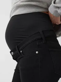 Maternity Full-Panel Slim Ankle Jeans - Black — view 4