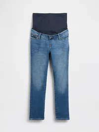 Maternity Full-Panel Slim Ankle Jeans - Dark indigo — view 2