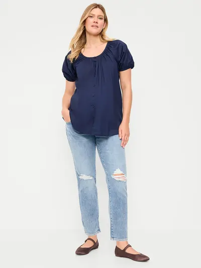 Maternity Full-Panel Straight Ankle Jeans - Cerys
