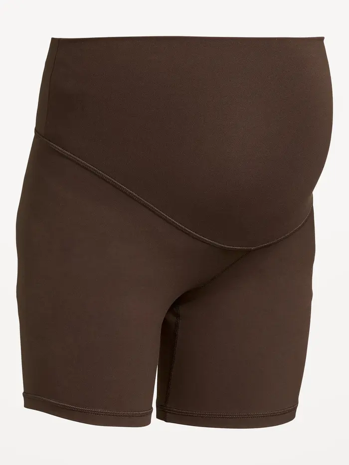 Maternity Full-Panel StudioSmooth Biker Shorts -- 6-inch inseam - Coffee
