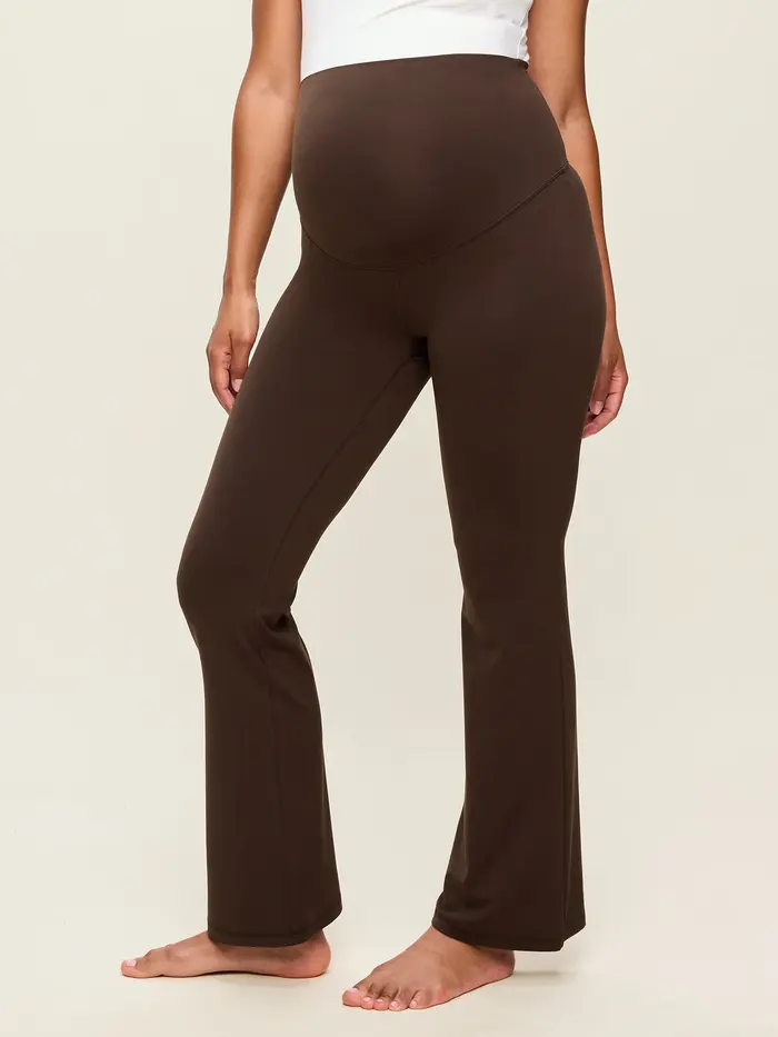 Maternity Full-Panel StudioSmooth Flare Leggings - Black Coffee