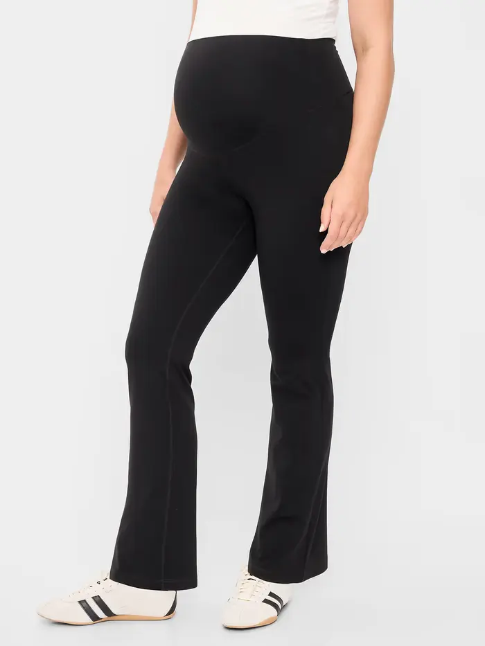 Maternity Full-Panel StudioSmooth Flare Leggings - Black Jack