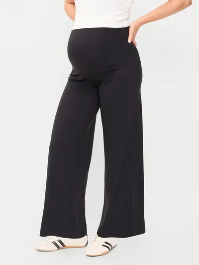 Maternity Full-Panel StudioSmooth Wide-Leg Pants - Black Jack