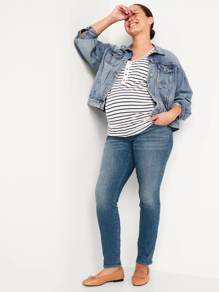 Maternity Full-Panel Wow Straight Jeans - Campeche