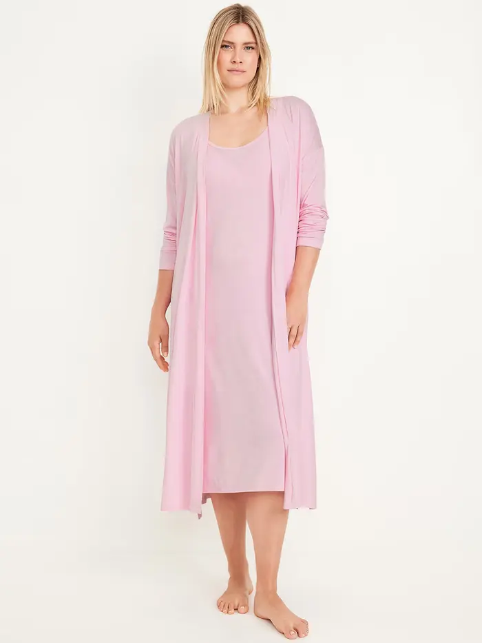 Maternity Robe and Nursing Nightgown Set - Oleander