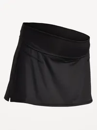 Maternity Rollover-Waist PowerSoft Skort - Black Jack — view 4