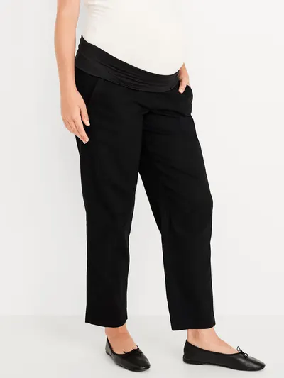 Maternity Rollover Waist Pulla Utility Pants - Black Jack