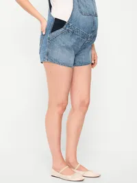 Maternity Side-Panel Jean Shortalls - Melvyn — view 2