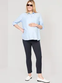 Maternity Side-Panel Pixie Ankle Pants - In the Navy — view 3