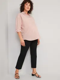 Maternity Side-Panel Pixie Straight Ankle Pants - Black Jack — view 3