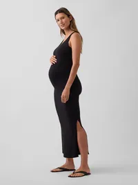 Maternity Split-Hem Modal Maxi Dress - True black — view 3