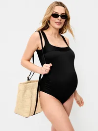 Maternity Structured One-Piece Swimsuit - Black Jack — view 3