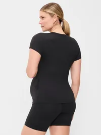 Maternity StudioSmooth Short-Sleeve Jersey Top - Black Jack — view 2
