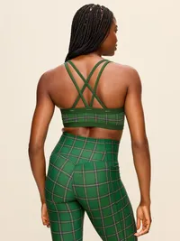 Medium Support PowerSoft Sports Bra - Green Plaid — view 2